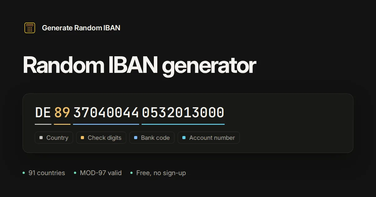 GenerateRandomIBAN.com interface screenshot
