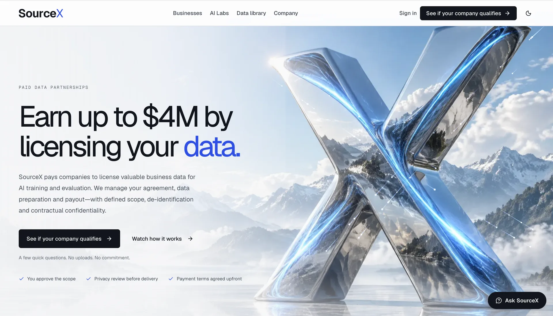 SourceX interface screenshot