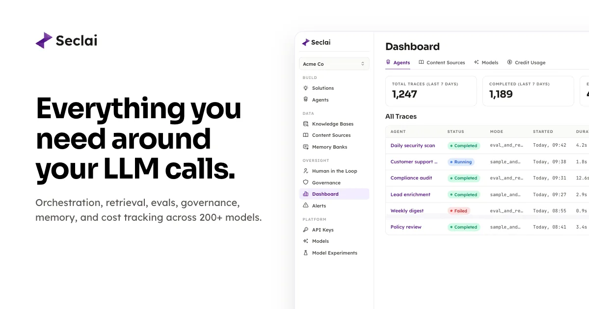 Seclai interface screenshot
