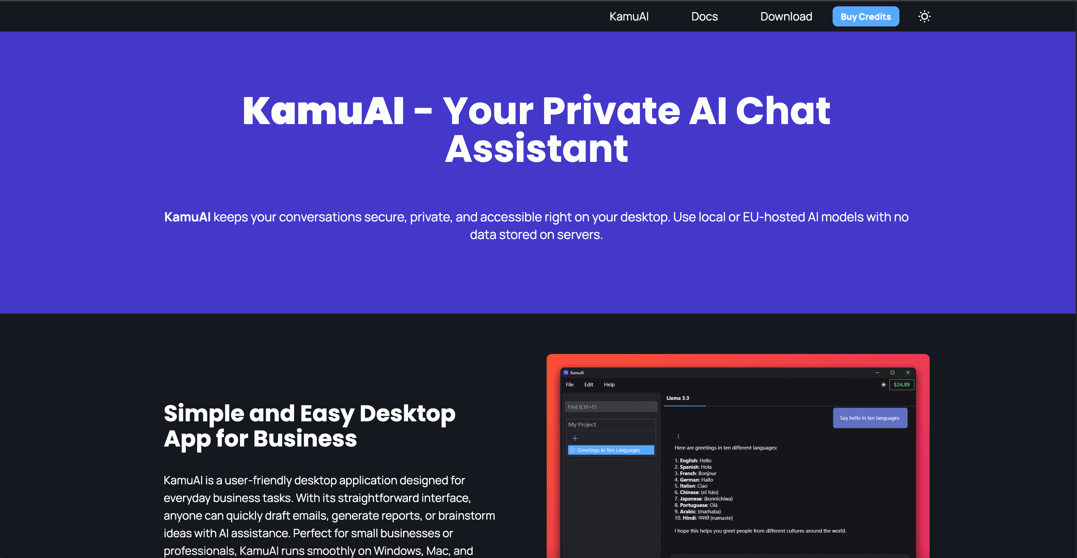 KamuAI interface screenshot
