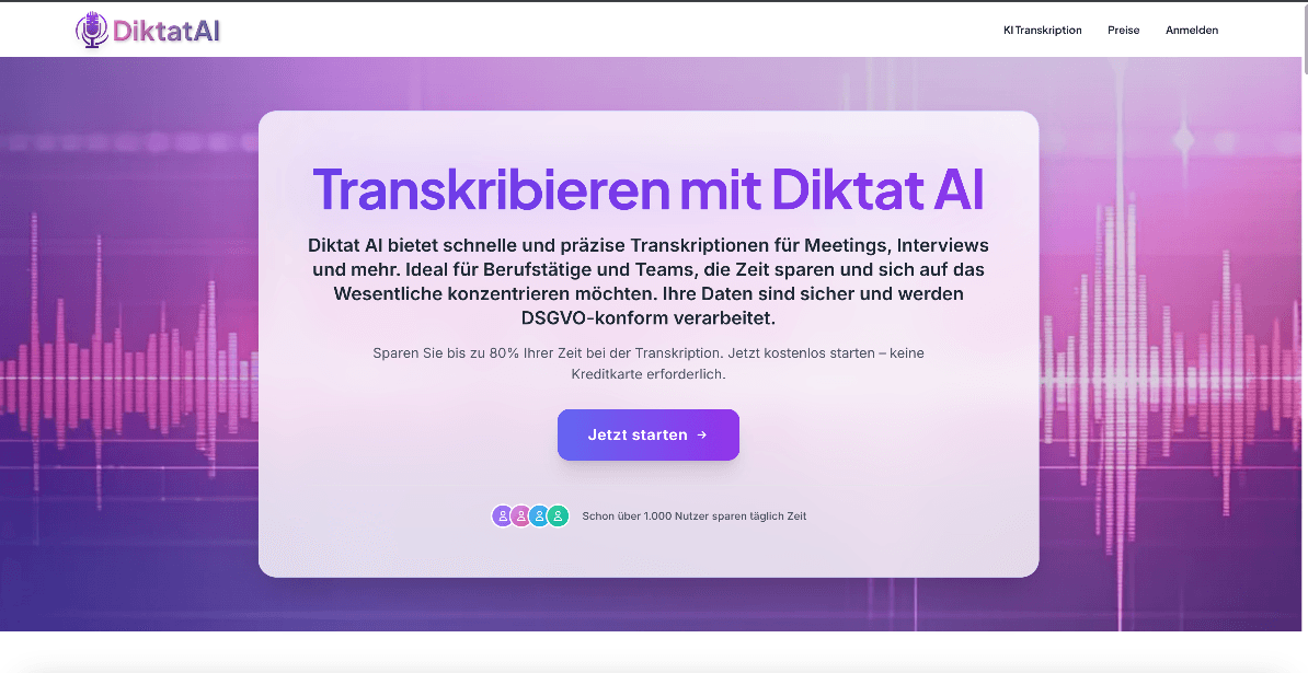 Diktat AI interface screenshot