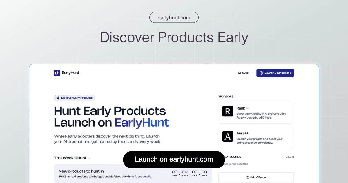 EarlyHunt website preview