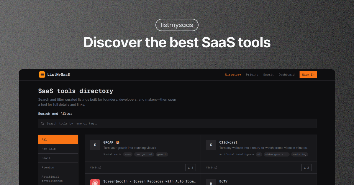ListMySaaS website preview