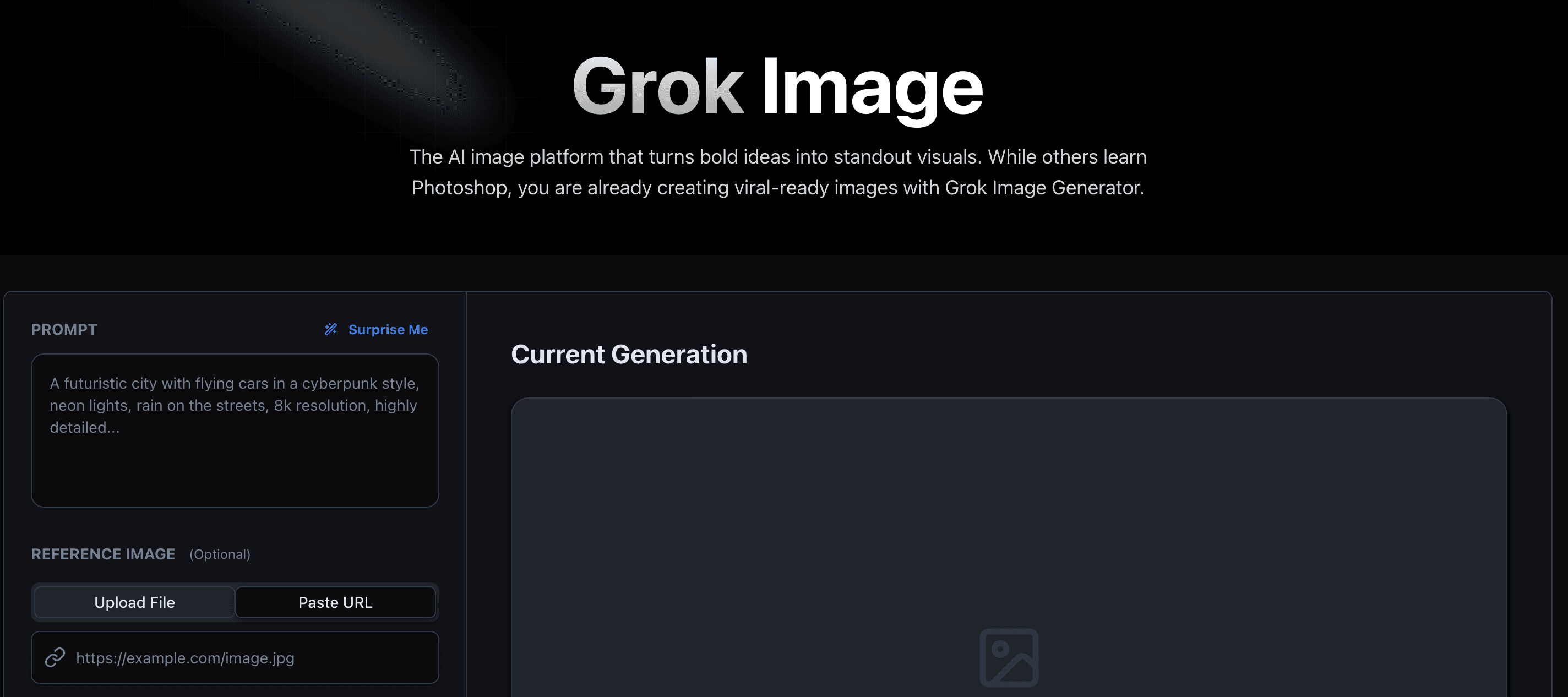 Grok Image Generator interface screenshot