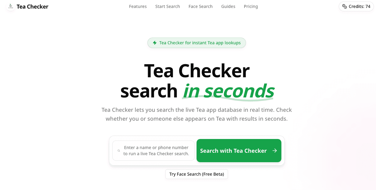 Tea Checker interface screenshot