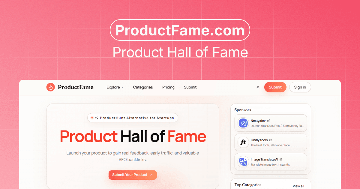 ProductFame interface screenshot
