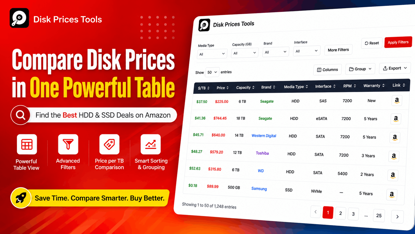 Disk Prices interface screenshot