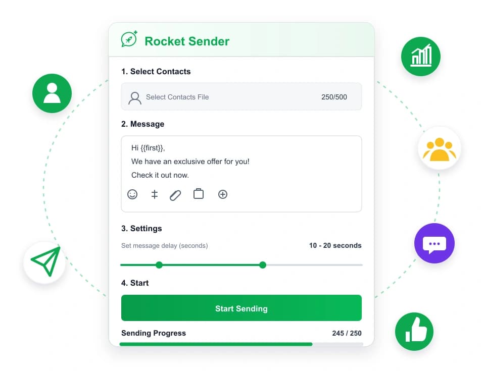 WhatsApp Sender interface screenshot