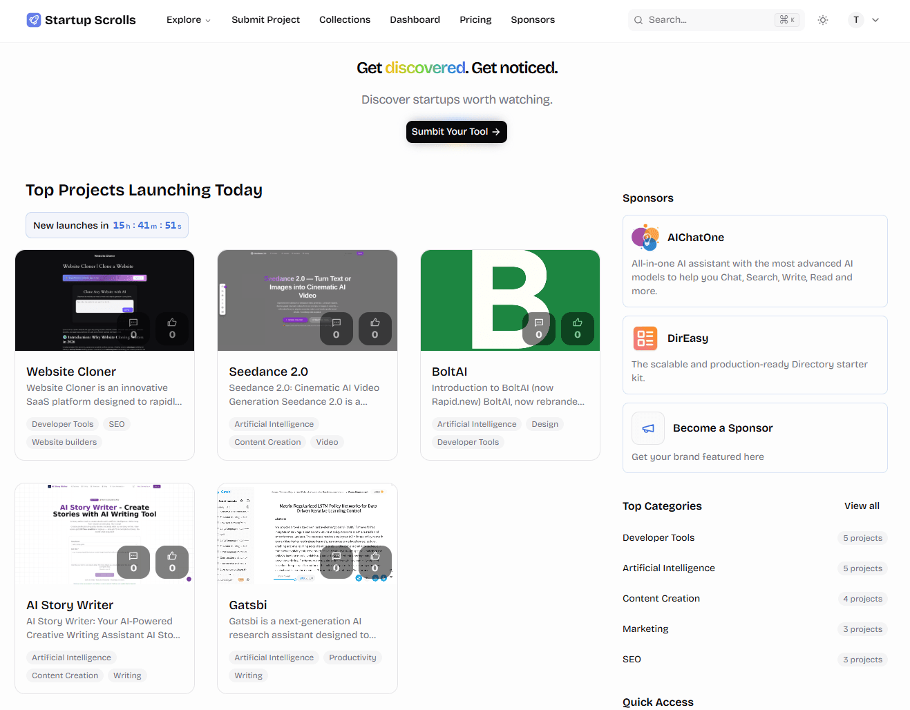 Startup Scrolls interface screenshot