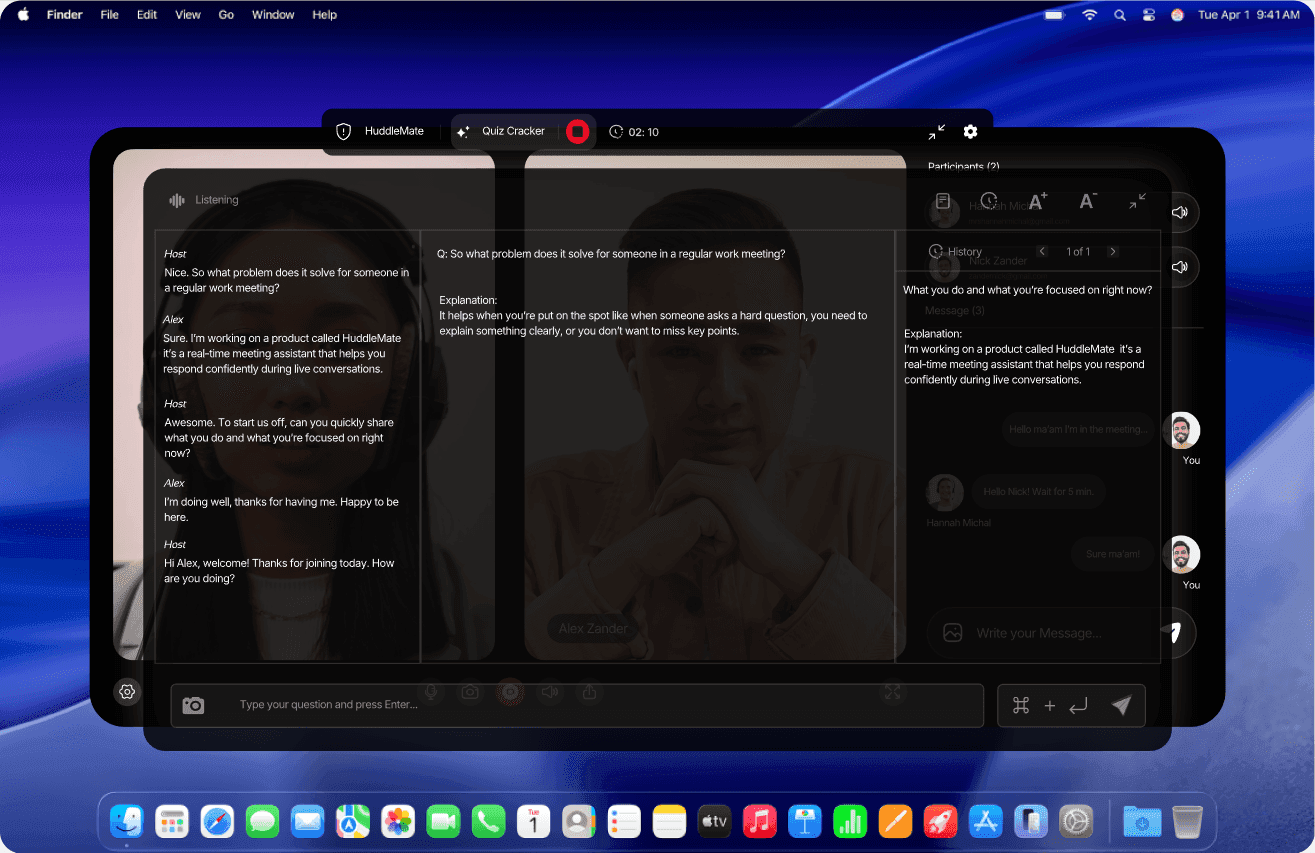 HuddleMate interface screenshot