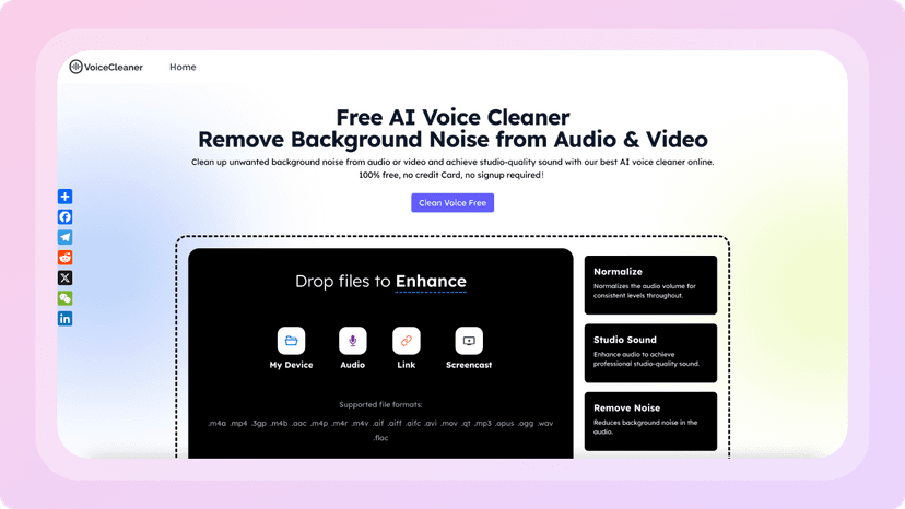 Voice Cleaner landing page