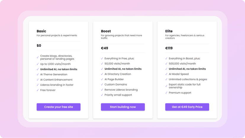 Lideroo Pricing