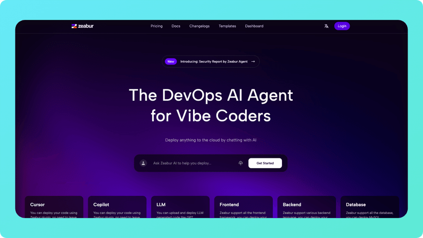 Zeabur landing page