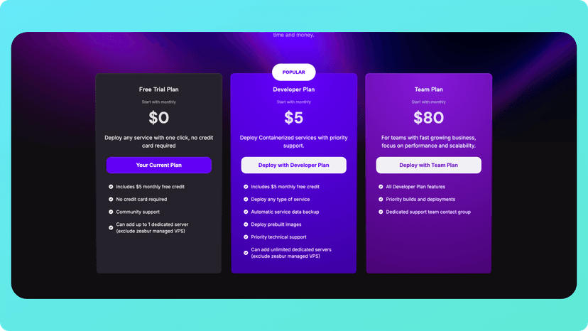 Zeabur pricing