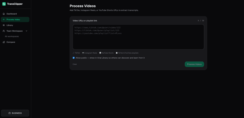 AI script generation interface for short-form video content