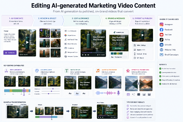 Editing AI-generated marketing video content