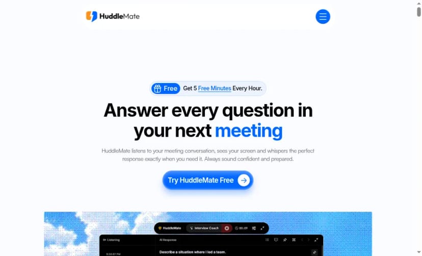 HuddleMate homepage hero