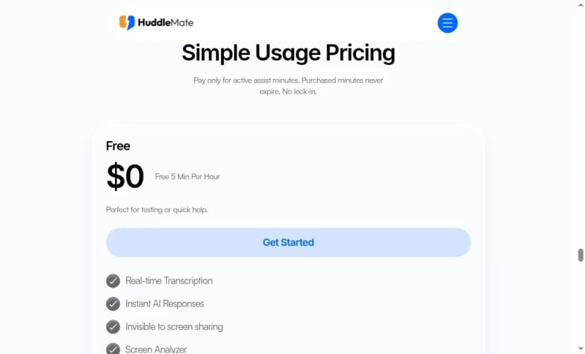 Simple usage pricing on the marketing site
