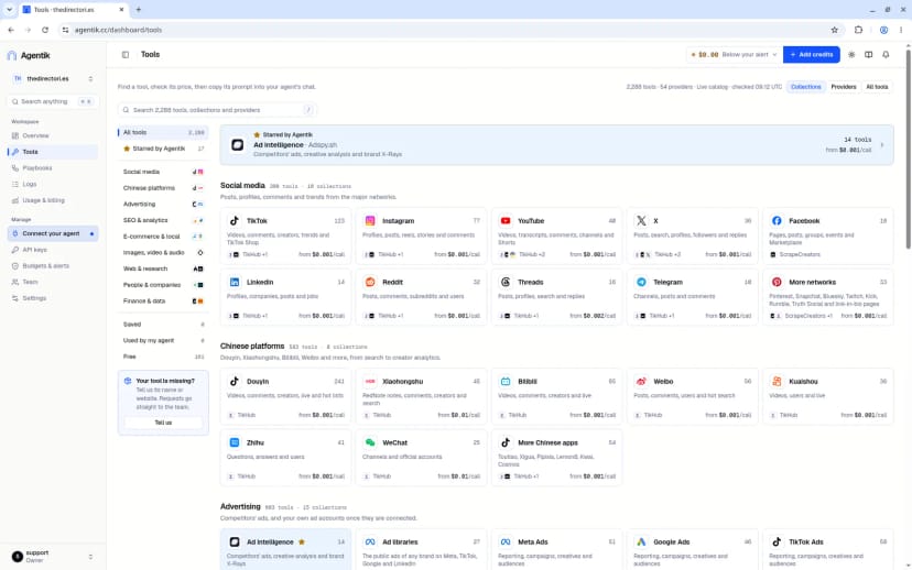 Agentik tools catalog