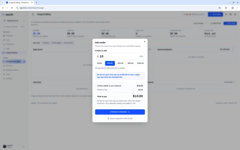 Add credits dialog