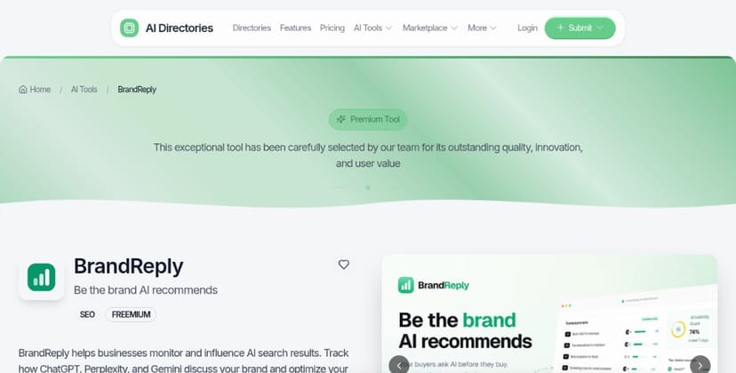 BrandReply's listing on AI Directories.