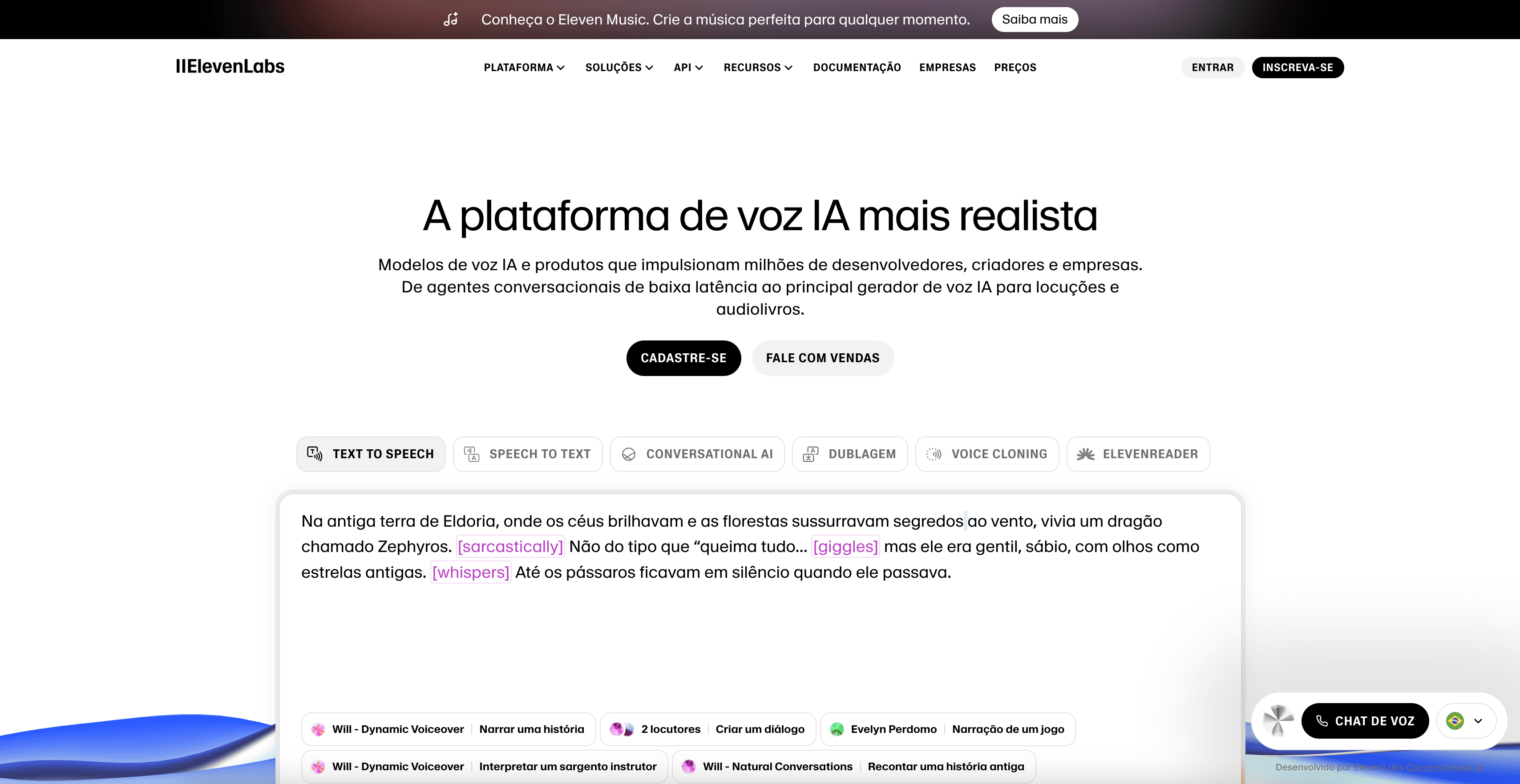 ElevenLabs interface screenshot
