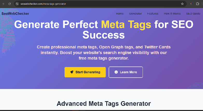 SeoWebChecker interface screenshot