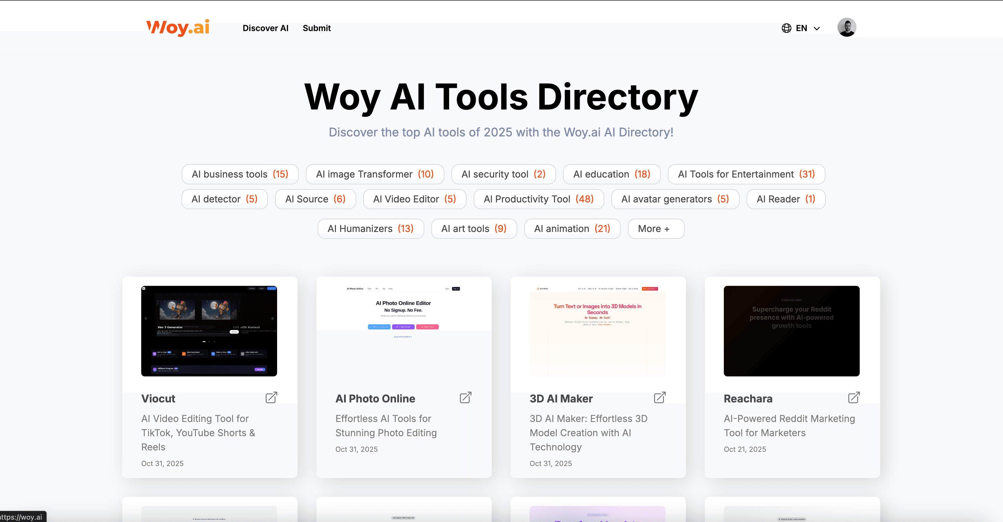 Woi AI website preview