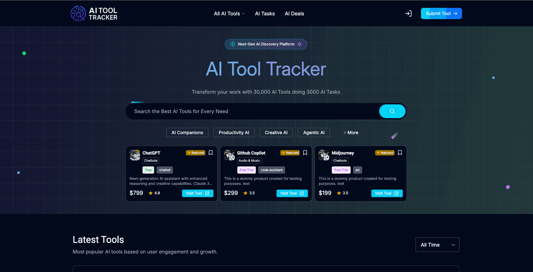 AI Tool Tracker website preview