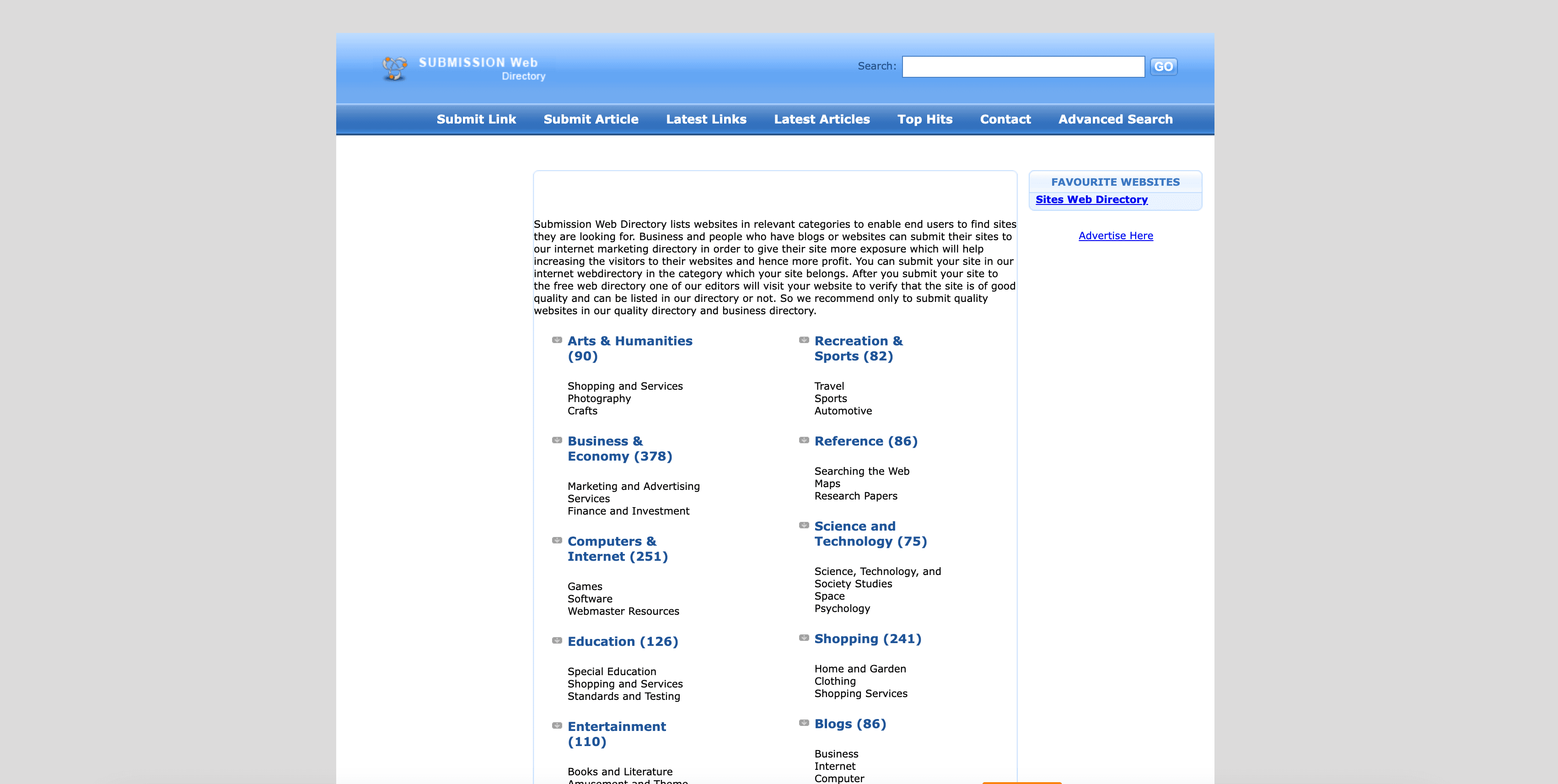 Submission Web Directory website preview