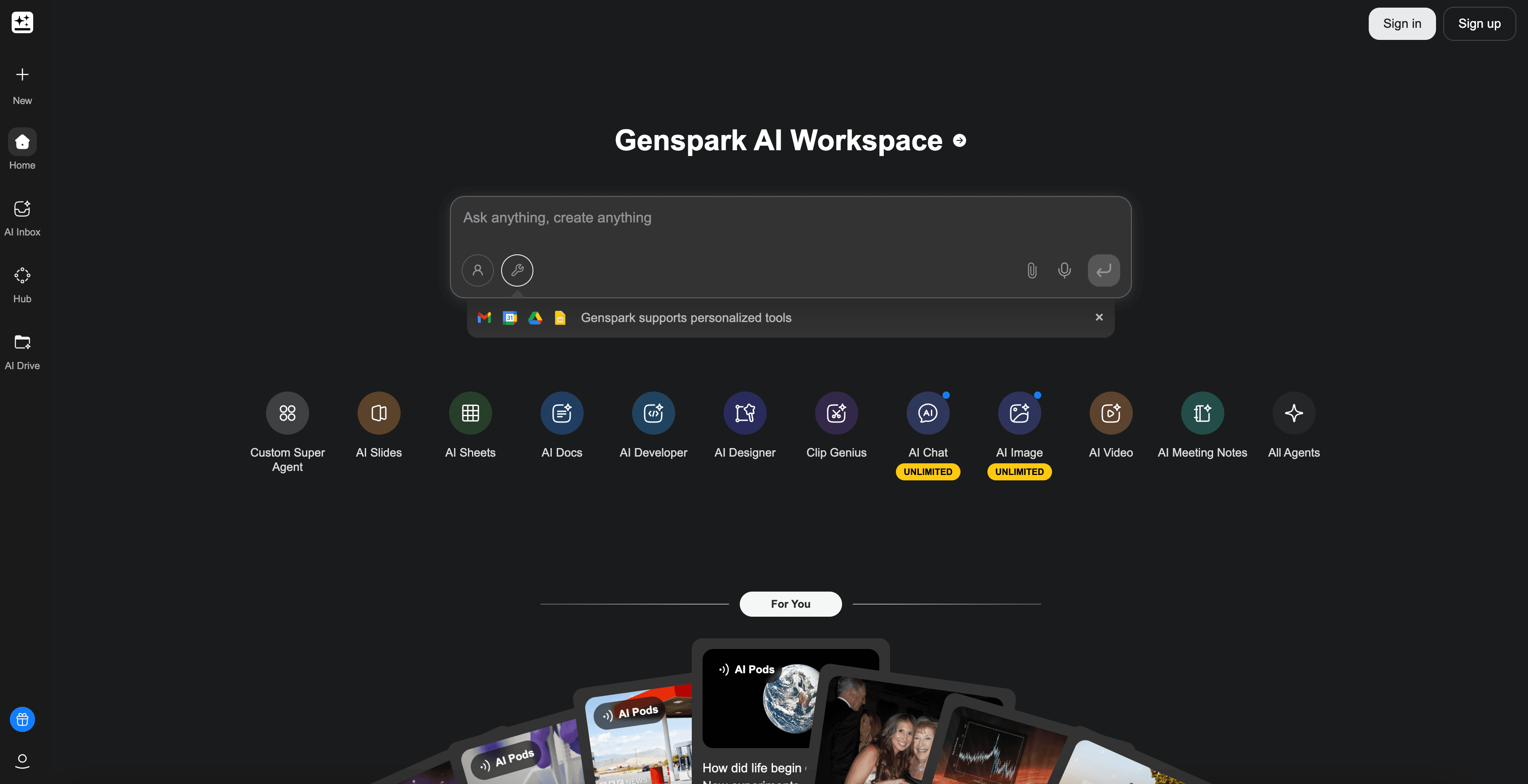Genspark website preview