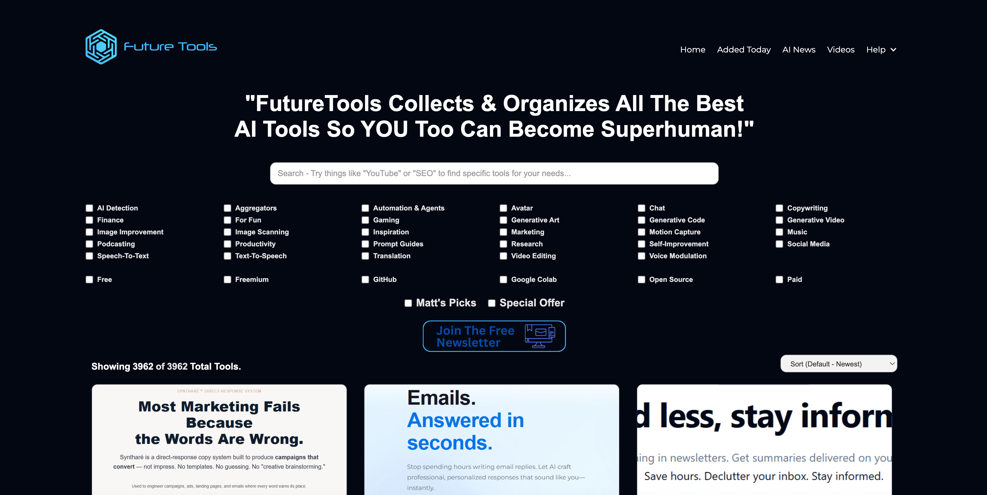Future Tools website preview