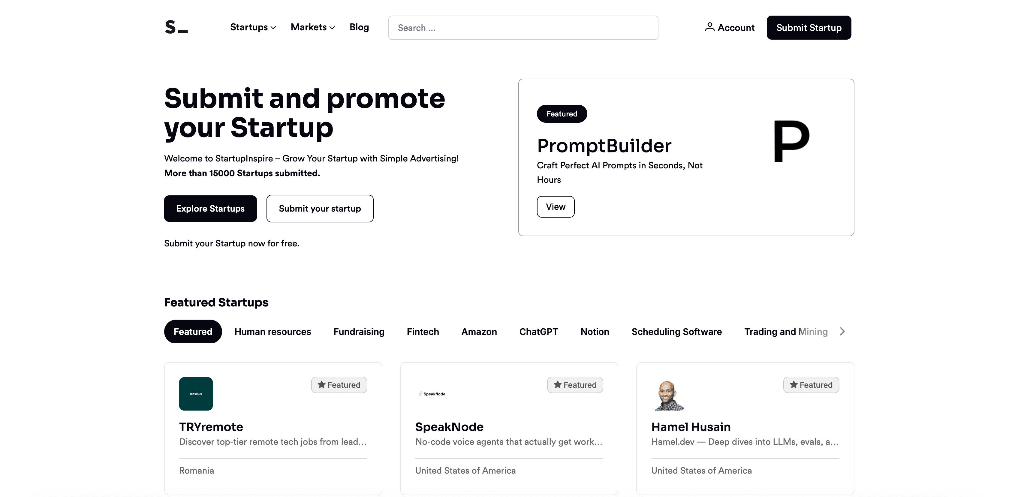 StartupInspire website preview