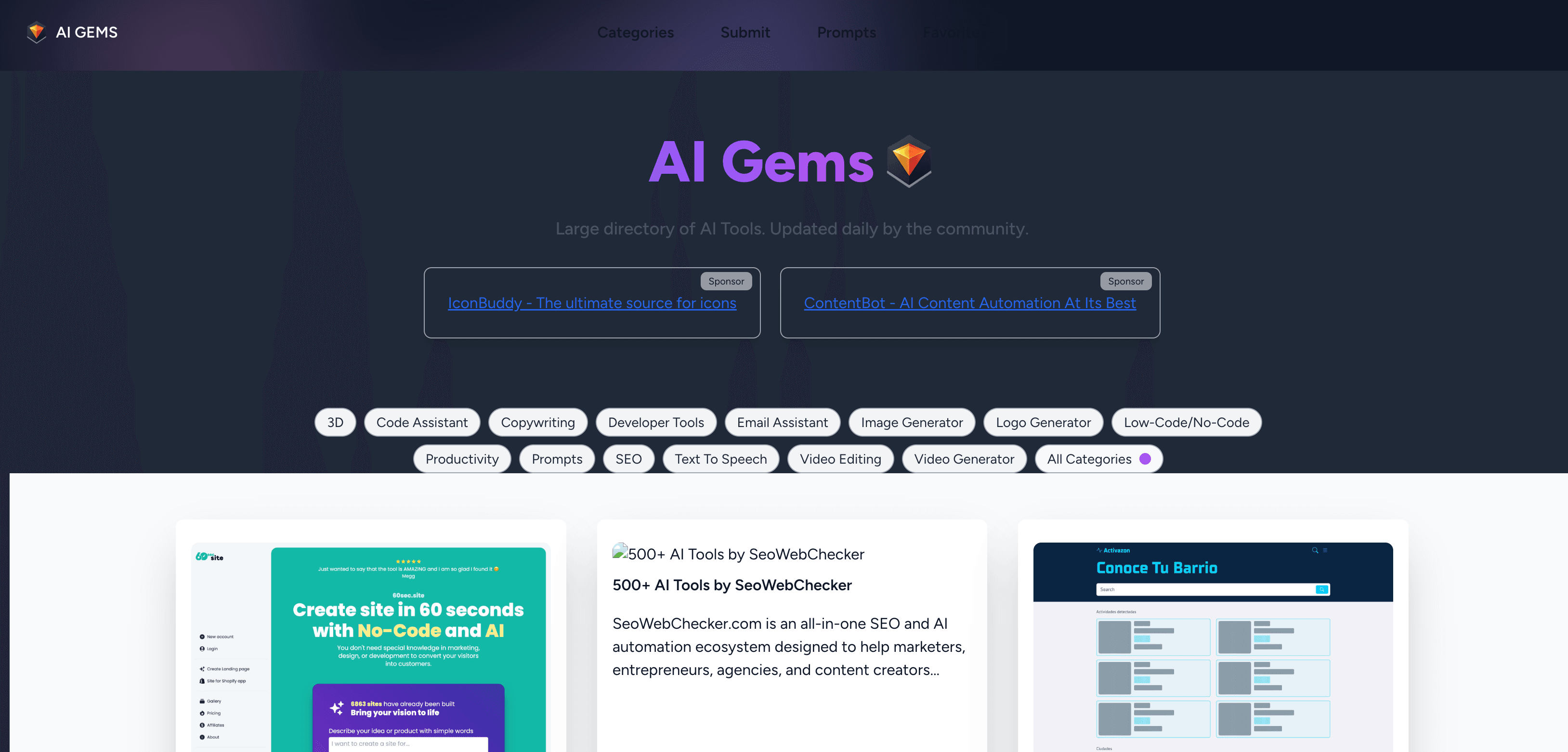 AI Gems website preview