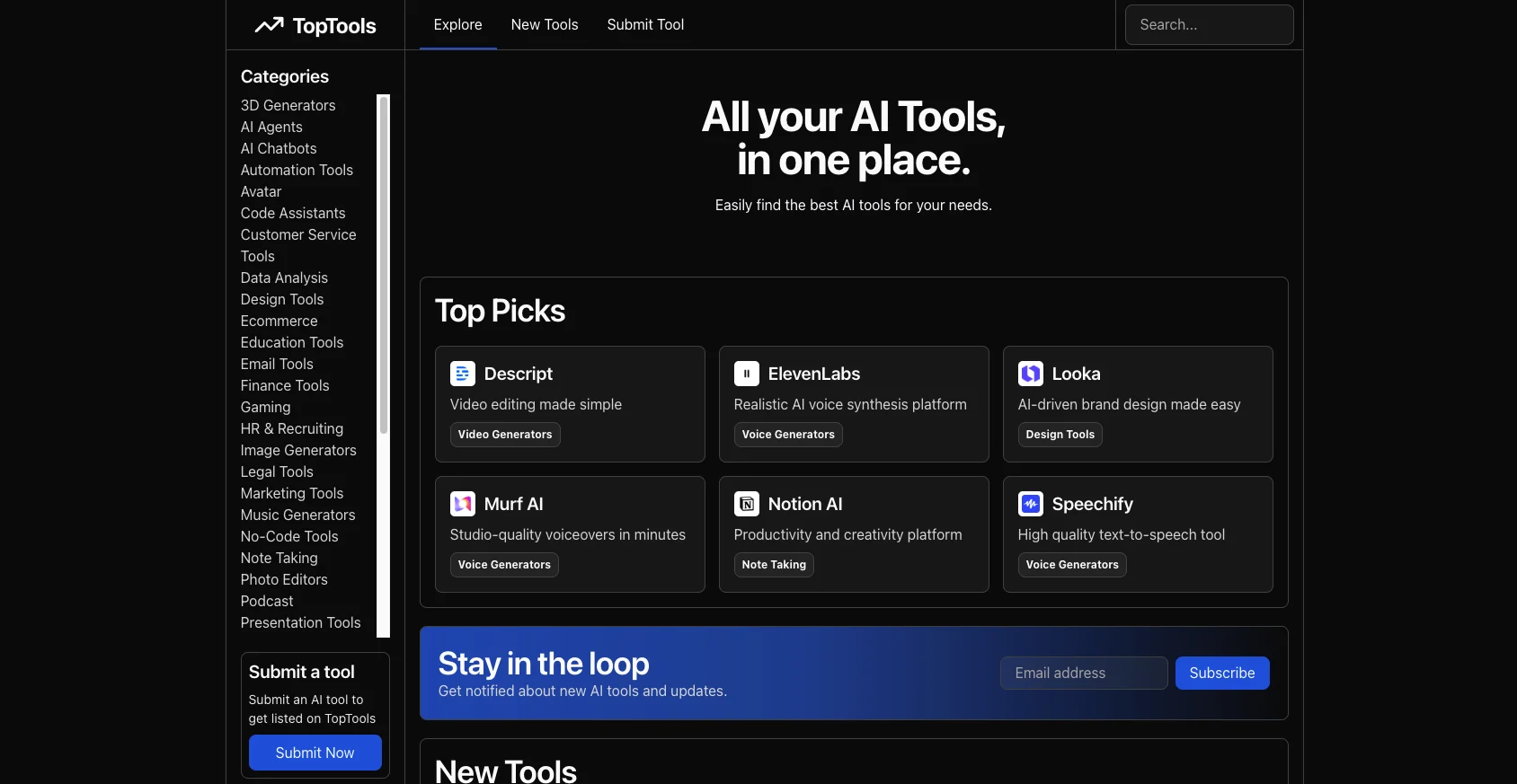 Top Tools website preview