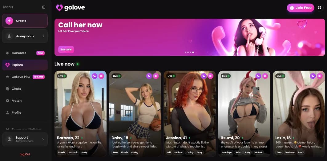 GoLove AI interface screenshot
