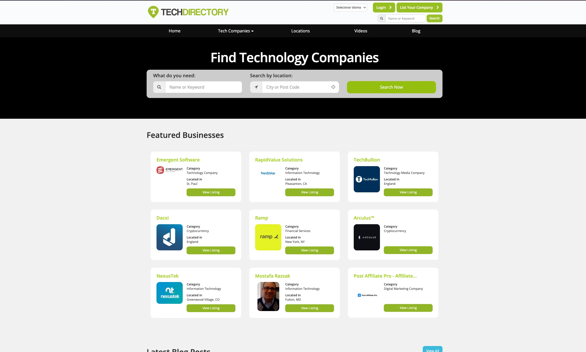 Techdirectory website preview