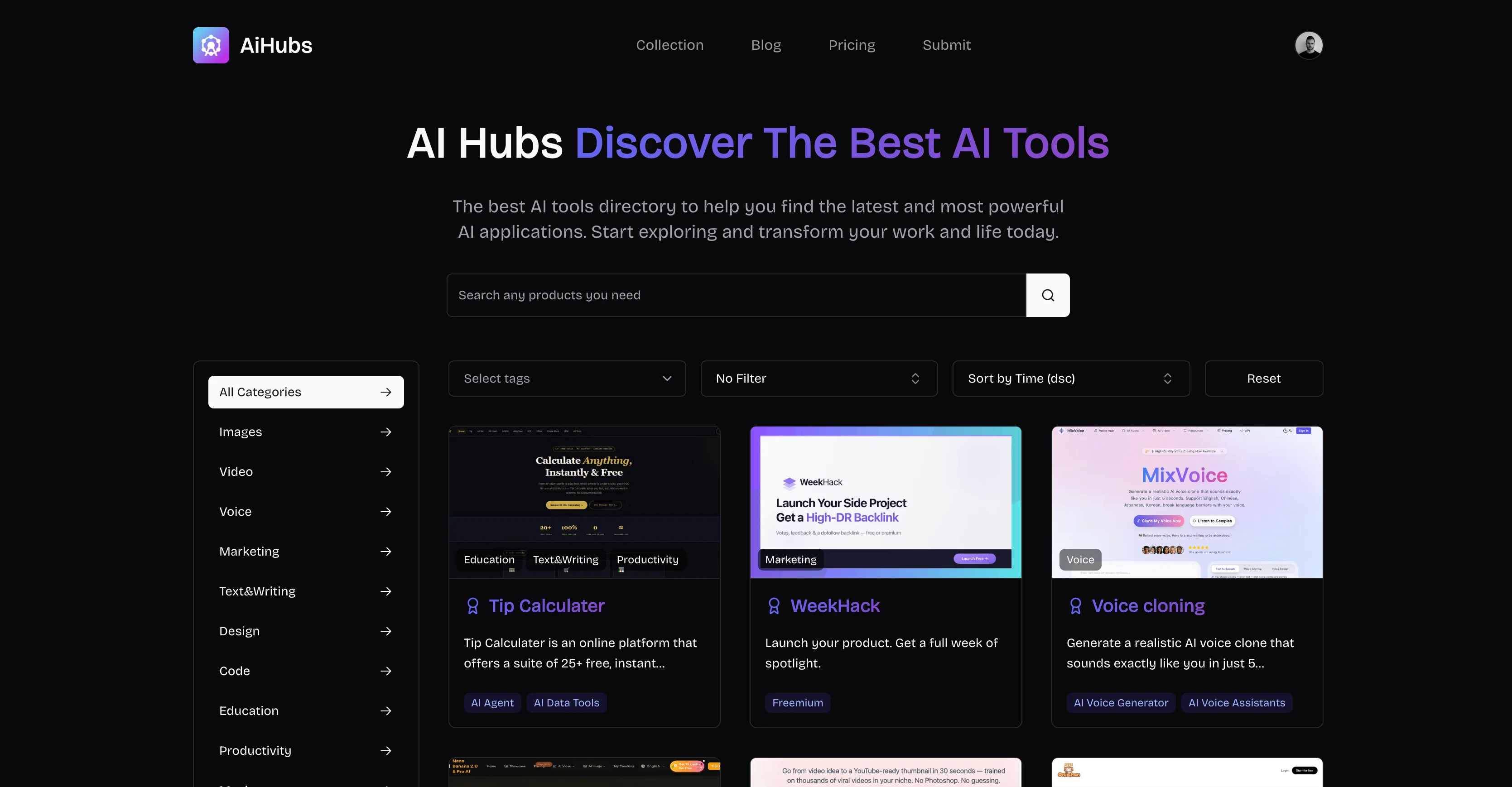 AI Hubs website preview