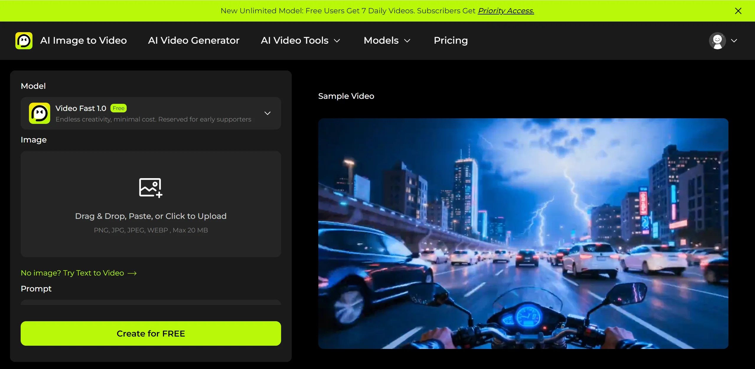 AI Image to Video interface screenshot