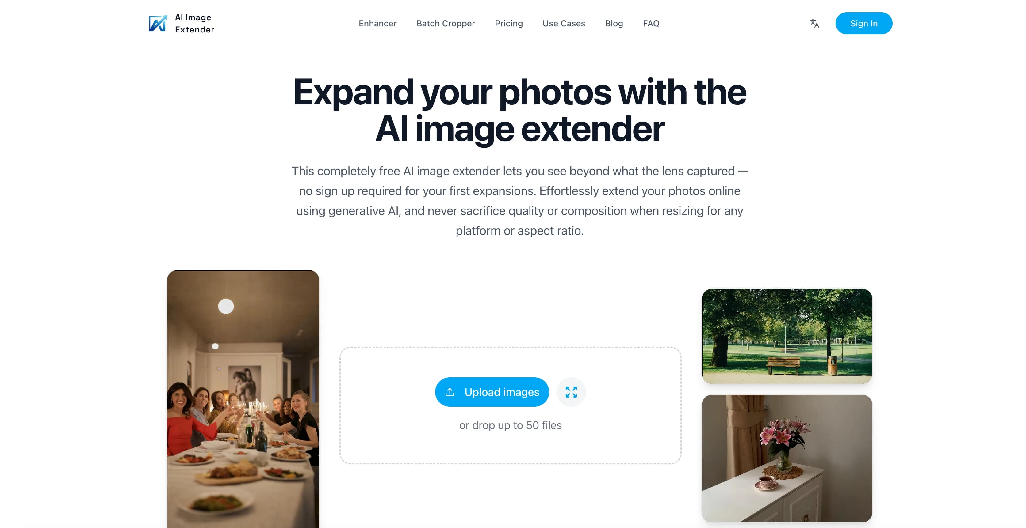 AI Image Extender.io interface screenshot