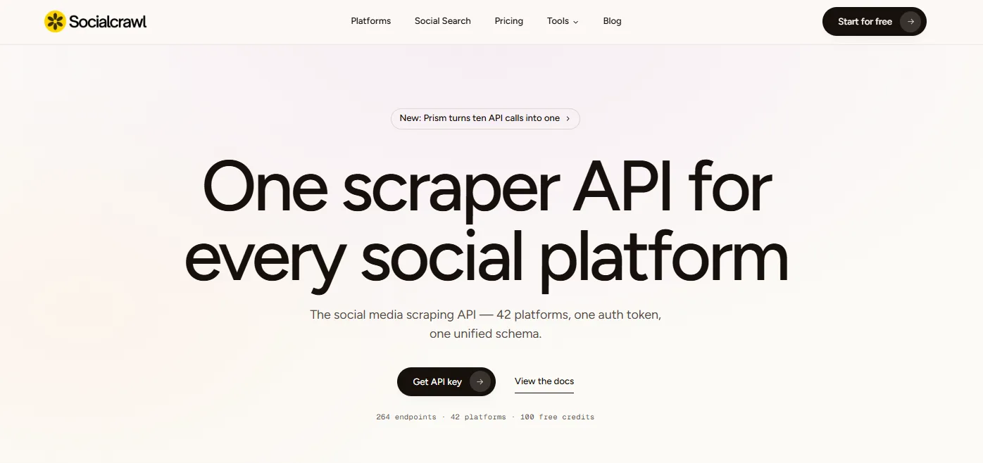 SocialCrawl interface screenshot