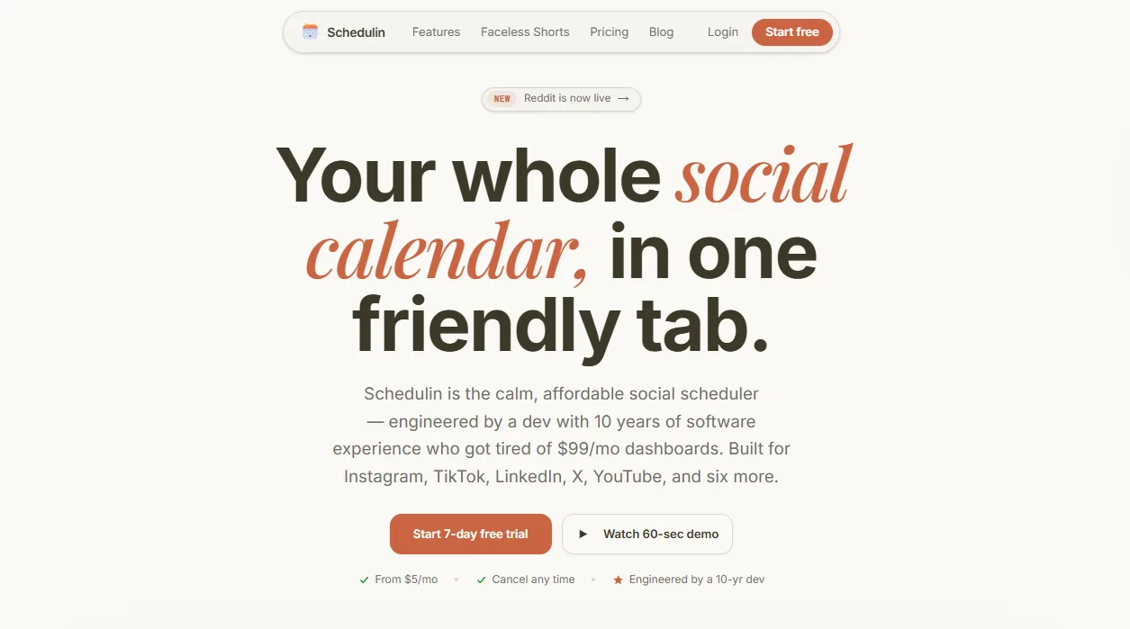 Schedulin interface screenshot