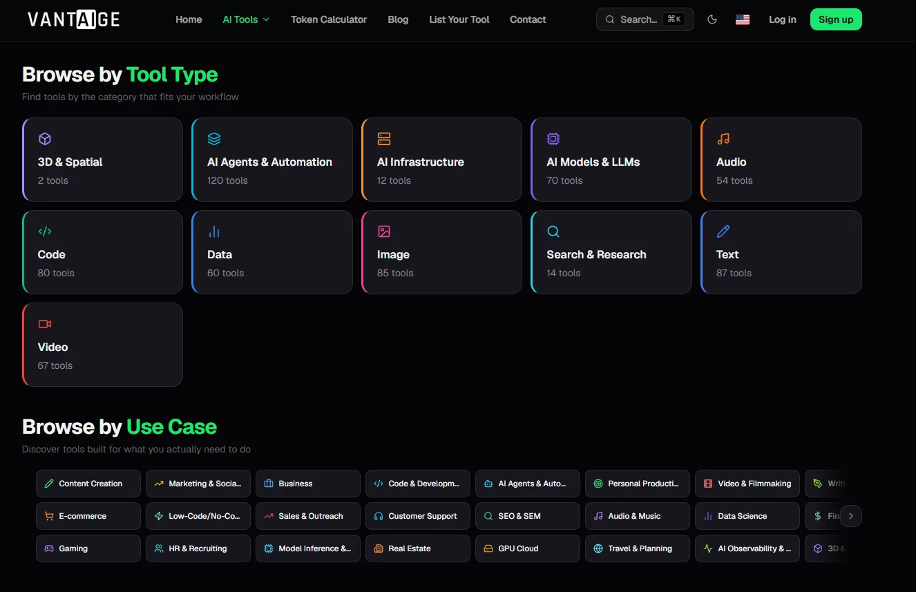 Vantaige interface screenshot