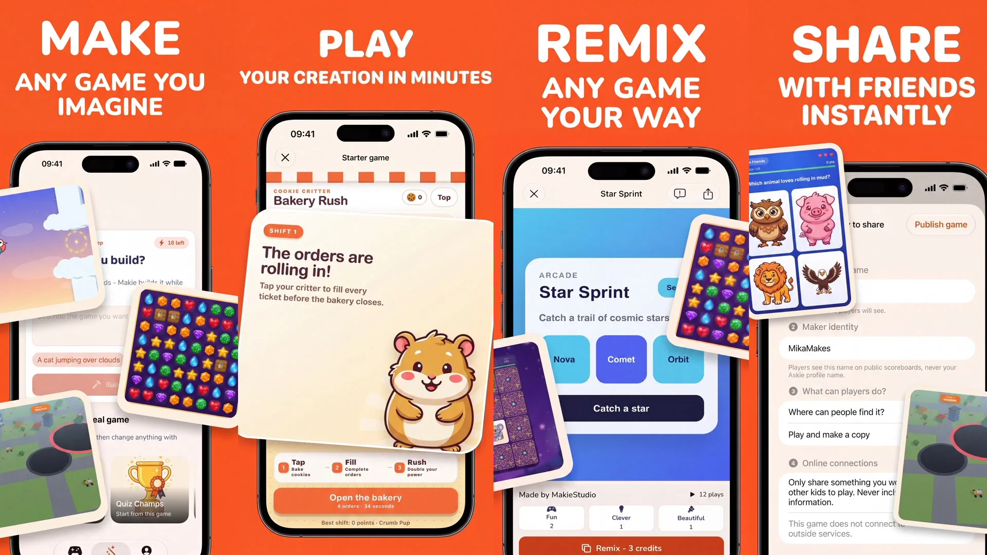Makie: AI Game Maker for Kids interface screenshot