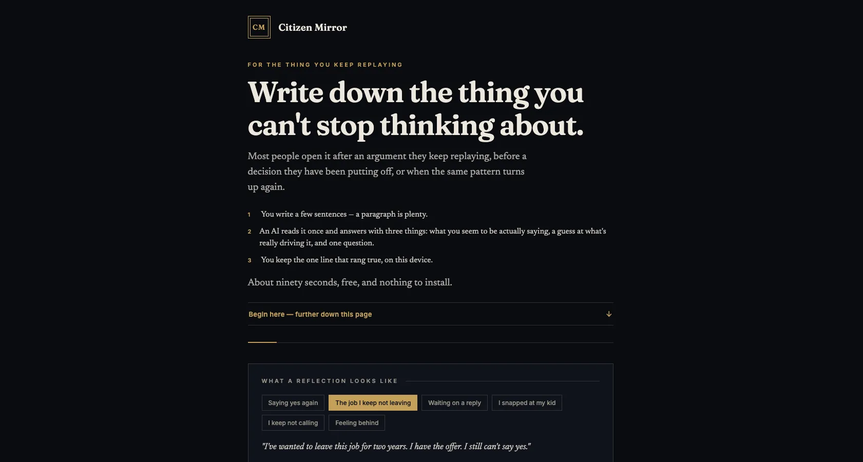 Citizen Mirror interface screenshot