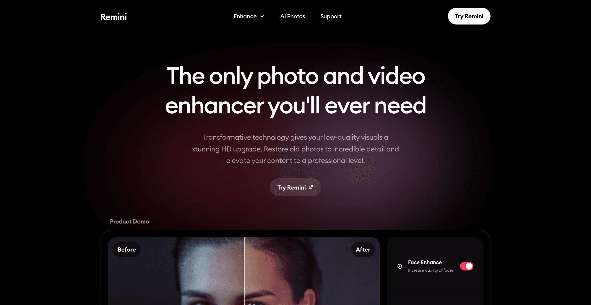 Remini interface screenshot