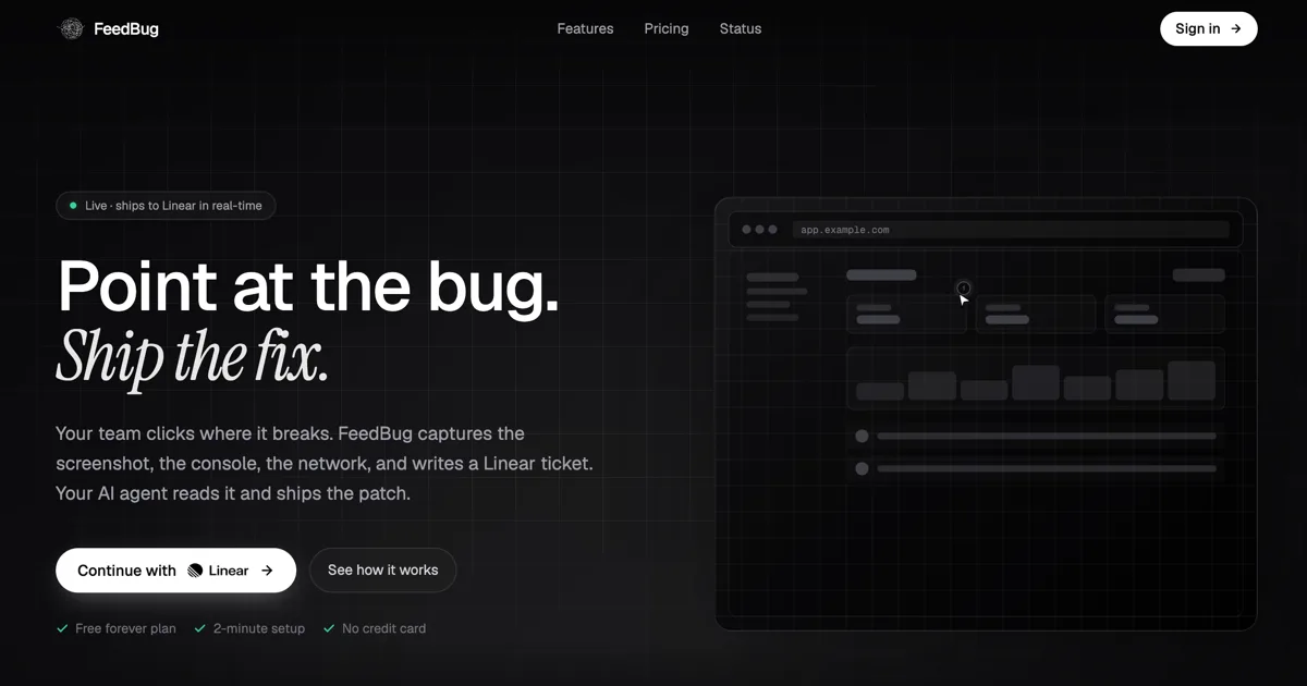 Feedbug interface screenshot
