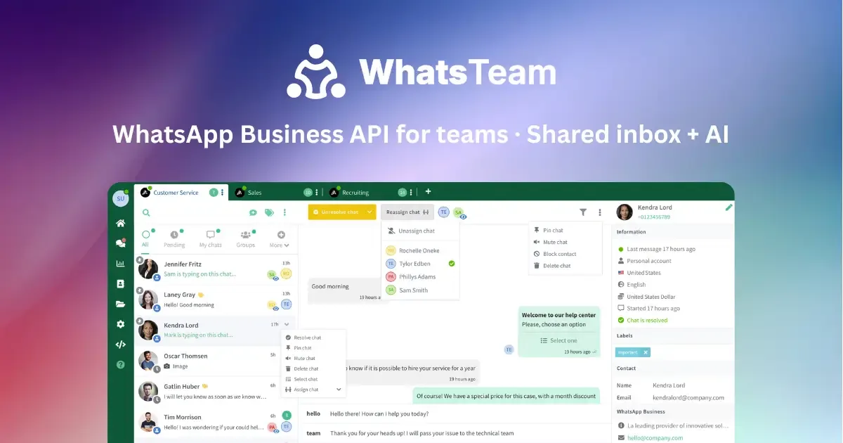 WhatsTeam interface screenshot