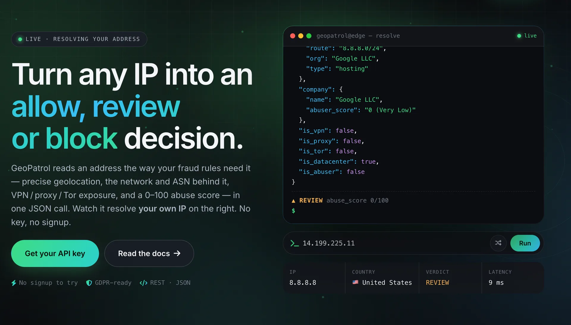 GeoPatrol interface screenshot