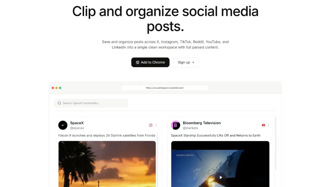 SocialClipper interface screenshot